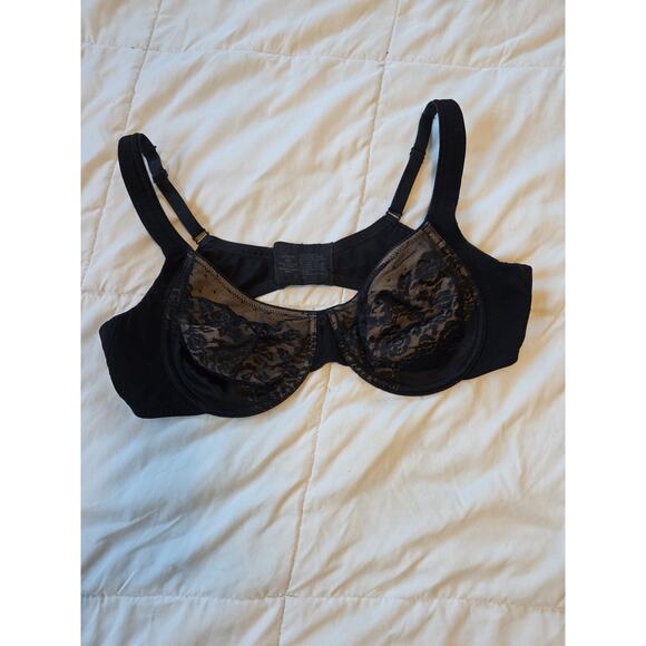 Soma Black & Cream Lace Bra Size 34C – Wireless Floral Adjustable Straps - Picture 1 of 7
